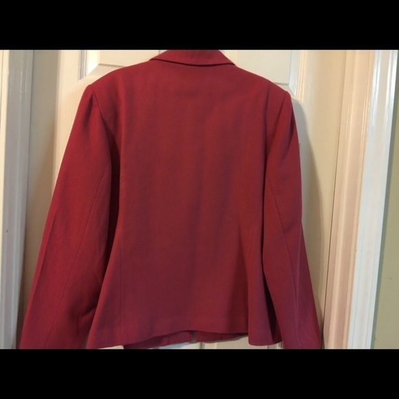 Sag Harbor wool lined blazer zip front on seam pockets deep coral size 18 - Picture 4 of 9